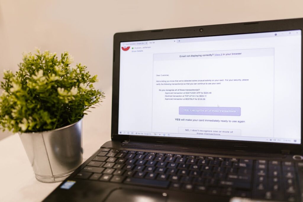 Email op laptop